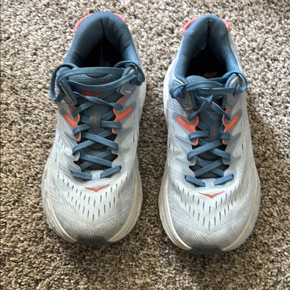 Hoka Gaviota 8 shoes light blue and pink